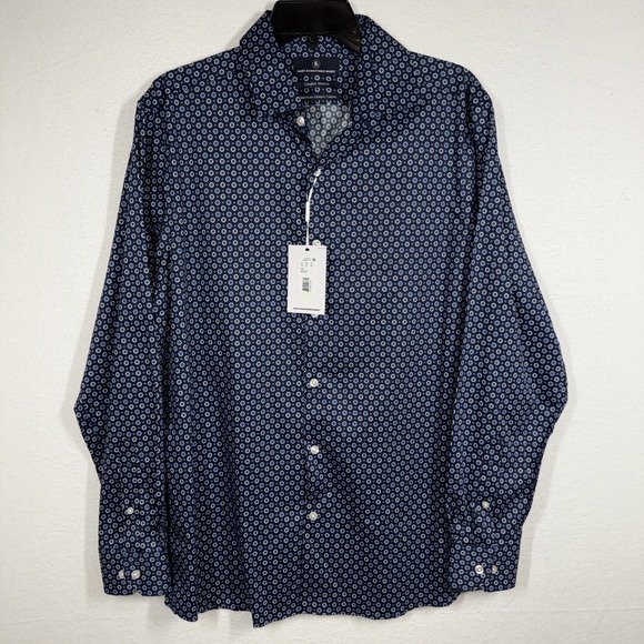 Hart Schaffner Marx Other - Hart Schaffner Marx Comfort Stretch Button Up Shirt Cotton Size M Blue Circles